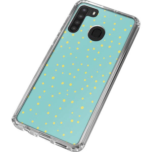 Teal and Yellow Polka Dots Galaxy A21 Clear Case