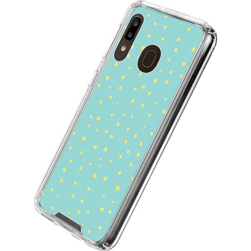 Teal and Yellow Polka Dots Galaxy A30 Clear Case