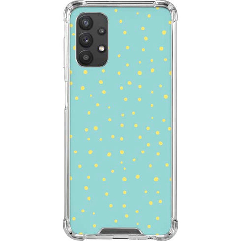 Teal and Yellow Polka Dots Galaxy A32 5G Clear Case