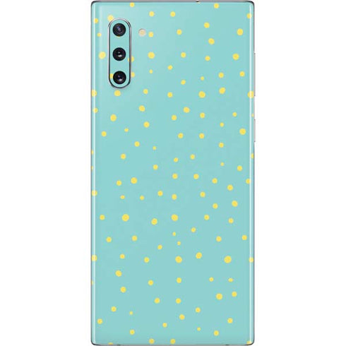 Teal and Yellow Polka Dots Galaxy Note 10 Skin