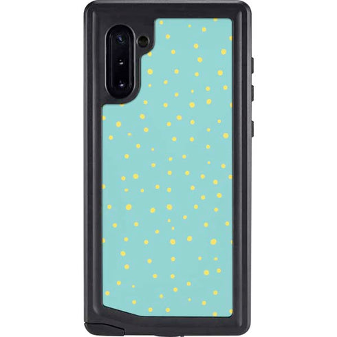 Teal and Yellow Polka Dots Galaxy Note 10 Waterproof Case