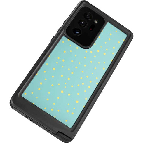 Teal and Yellow Polka Dots Galaxy Note20 Ultra 5G Waterproof Case