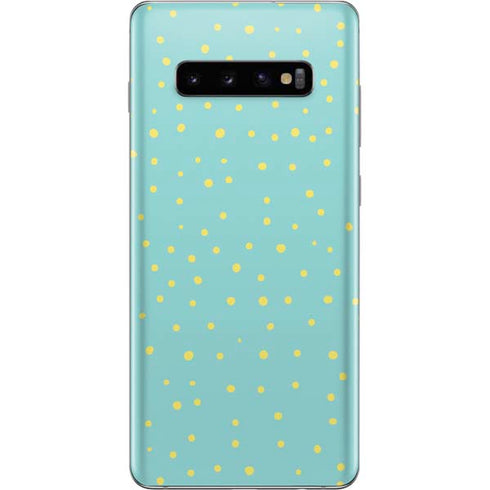 Teal and Yellow Polka Dots Galaxy S10 Plus Skin