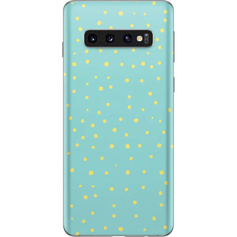 Teal and Yellow Polka Dots Galaxy S10 Skin