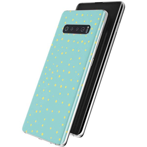 Teal and Yellow Polka Dots Galaxy S10 Skin