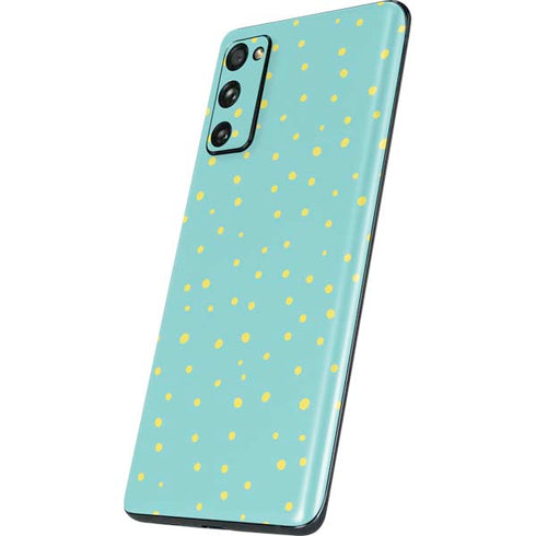 Teal and Yellow Polka Dots Galaxy S20 Fan Edition Skin
