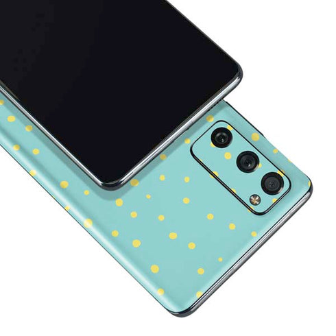 Teal and Yellow Polka Dots Galaxy S20 Fan Edition Skin