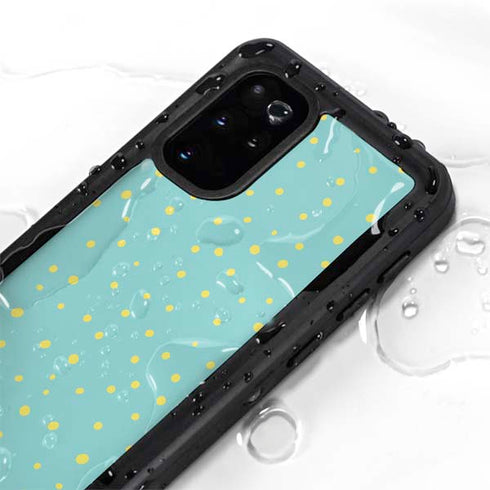 Teal and Yellow Polka Dots Galaxy S20 Plus Waterproof Case