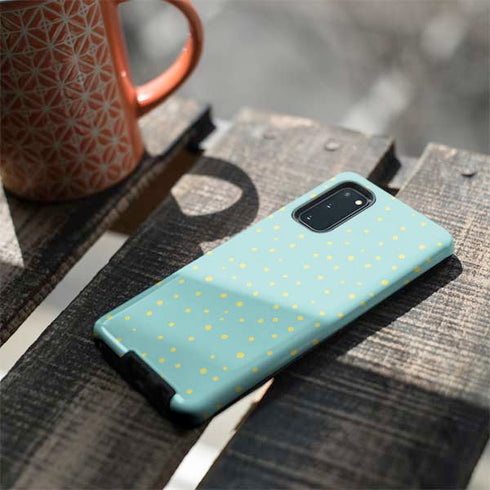Teal and Yellow Polka Dots Galaxy S20 Pro Case