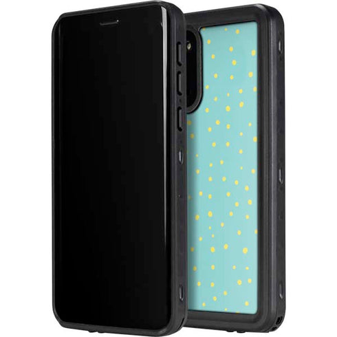 Teal and Yellow Polka Dots Galaxy S20 Waterproof Case