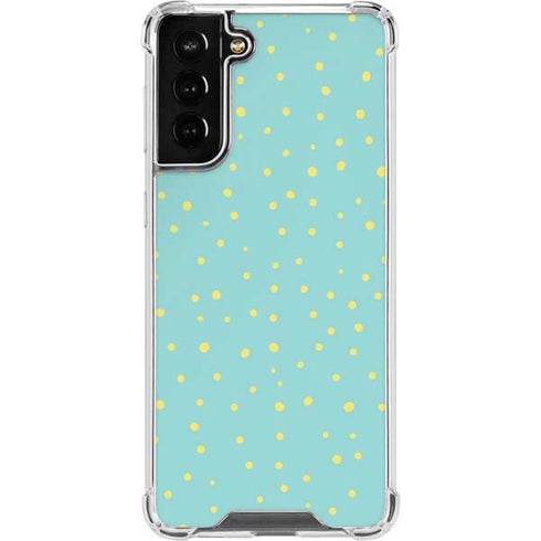 Teal and Yellow Polka Dots Galaxy S21 FE Clear Case