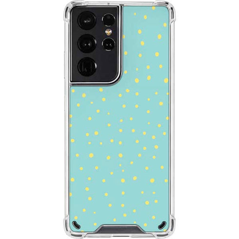 Teal and Yellow Polka Dots Galaxy S21 Ultra 5G Clear Case