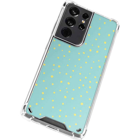 Teal and Yellow Polka Dots Galaxy S21 Ultra 5G Clear Case