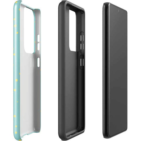 Teal and Yellow Polka Dots Galaxy S21 Ultra 5G Pro Case