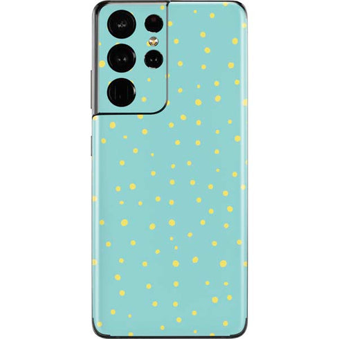 Teal and Yellow Polka Dots Galaxy S21 Ultra 5G Skin