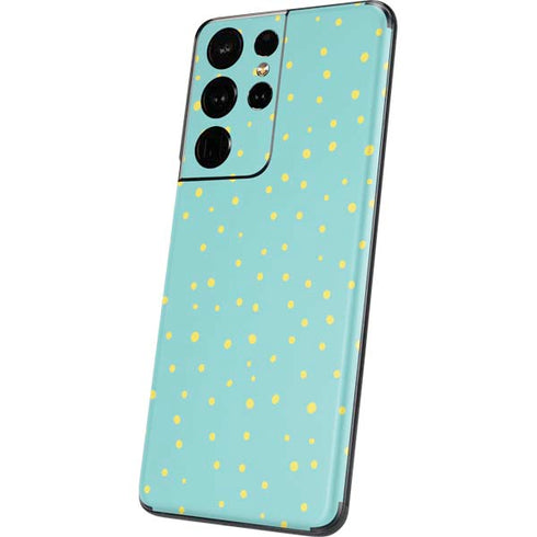 Teal and Yellow Polka Dots Galaxy S21 Ultra 5G Skin