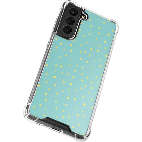 Teal and Yellow Polka Dots Galaxy S22 Plus Clear Case
