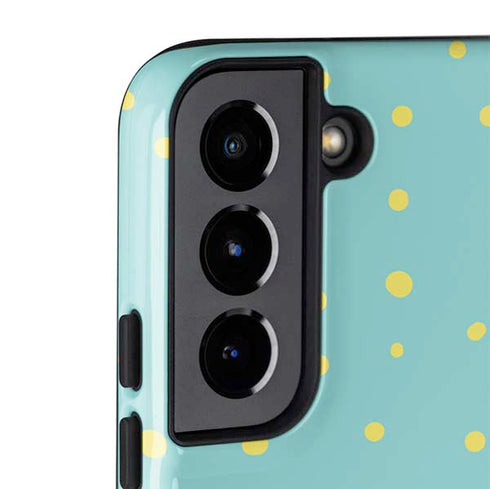 Teal and Yellow Polka Dots Galaxy S22 Plus Pro Case
