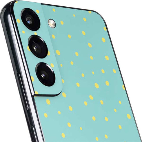 Teal and Yellow Polka Dots Galaxy S22 Plus Skin