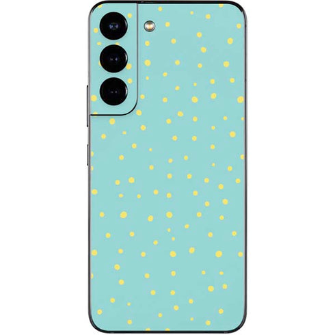 Teal and Yellow Polka Dots Galaxy S22 Skin