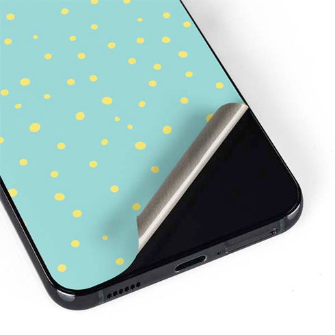 Teal and Yellow Polka Dots Galaxy S22 Skin