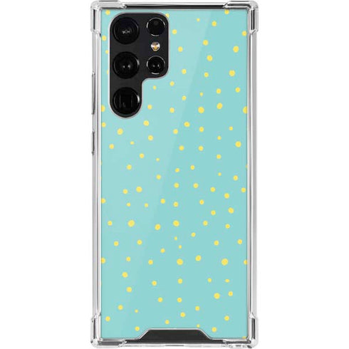 Teal and Yellow Polka Dots Galaxy S22 Ultra Clear Case