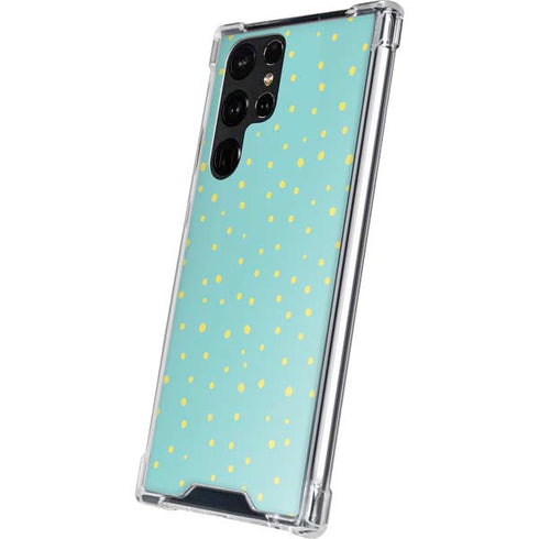 Teal and Yellow Polka Dots Galaxy S22 Ultra Clear Case