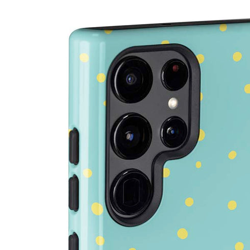 Teal and Yellow Polka Dots Galaxy S22 Ultra Pro Case