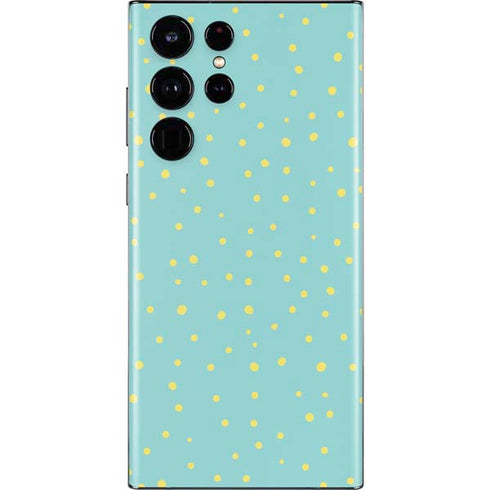 Teal and Yellow Polka Dots Galaxy S22 Ultra Skin