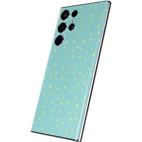 Teal and Yellow Polka Dots Galaxy S22 Ultra Skin