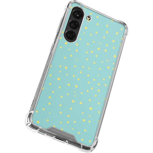 Teal and Yellow Polka Dots Galaxy S23 Plus Clear Case