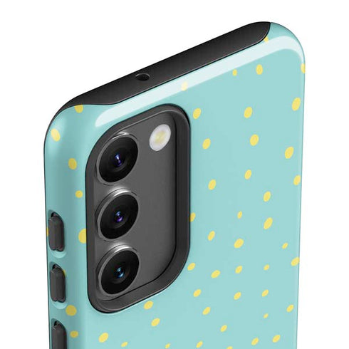 Teal and Yellow Polka Dots Galaxy S23 Plus Pro Case