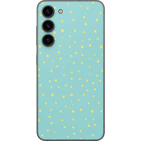 Teal and Yellow Polka Dots Galaxy S23 Plus Skin
