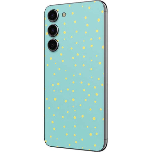 Teal and Yellow Polka Dots Galaxy S23 Plus Skin