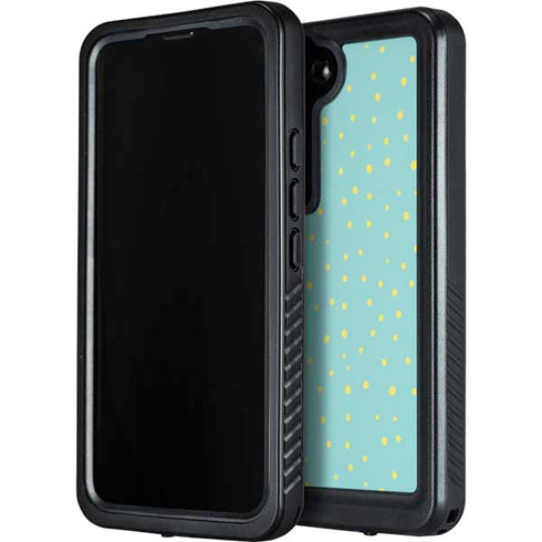 Teal and Yellow Polka Dots Galaxy S23 Plus Waterproof Case