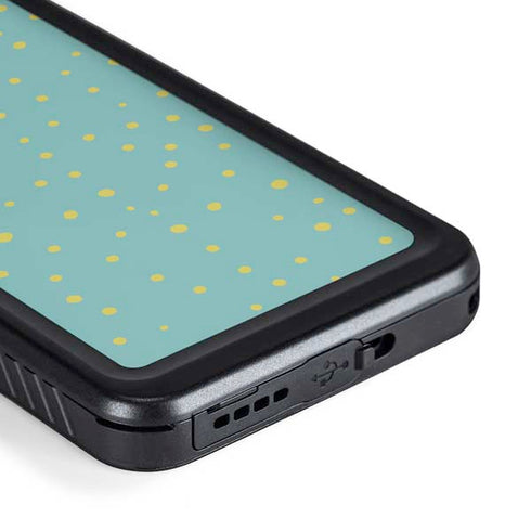 Teal and Yellow Polka Dots Galaxy S23 Plus Waterproof Case