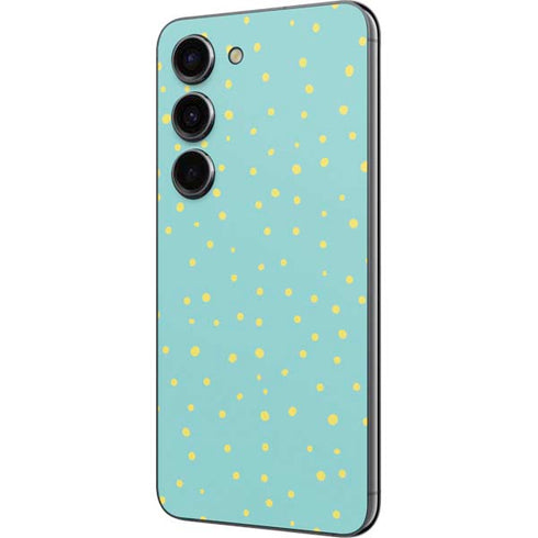 Teal and Yellow Polka Dots Galaxy S23 Skin