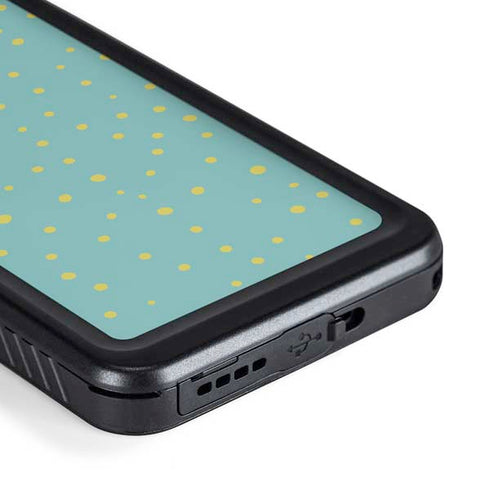 Teal and Yellow Polka Dots Galaxy S23 Waterproof Case