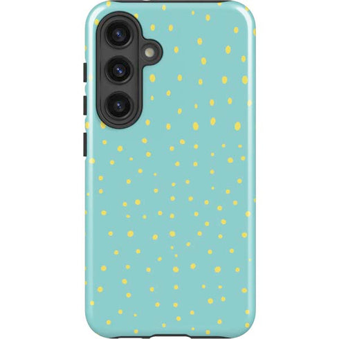 Teal and Yellow Polka Dots Galaxy S24 Plus Impact Case