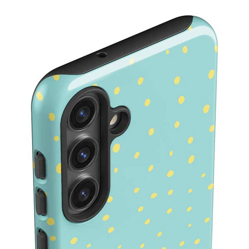 Teal and Yellow Polka Dots Galaxy S24 Plus Impact Case