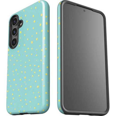 Teal and Yellow Polka Dots Galaxy S24 Plus Impact Case