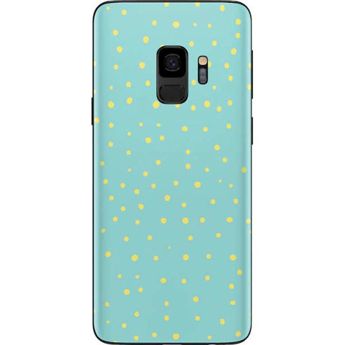 Teal and Yellow Polka Dots Galaxy S9 Skin