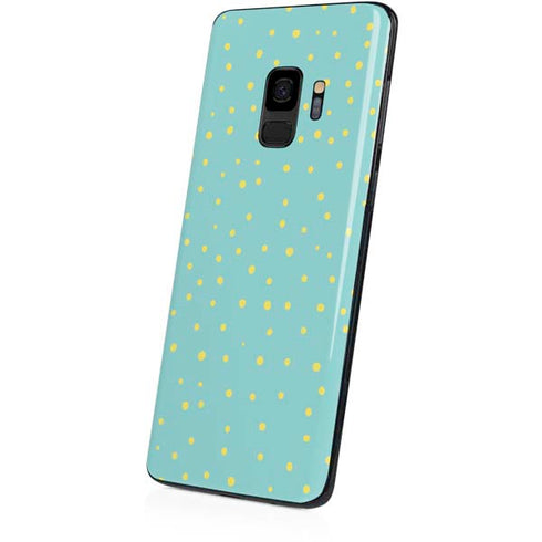 Teal and Yellow Polka Dots Galaxy S9 Skin