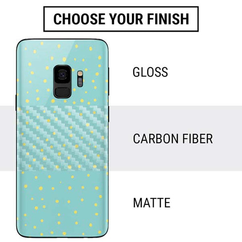 Teal and Yellow Polka Dots Galaxy S9 Skin