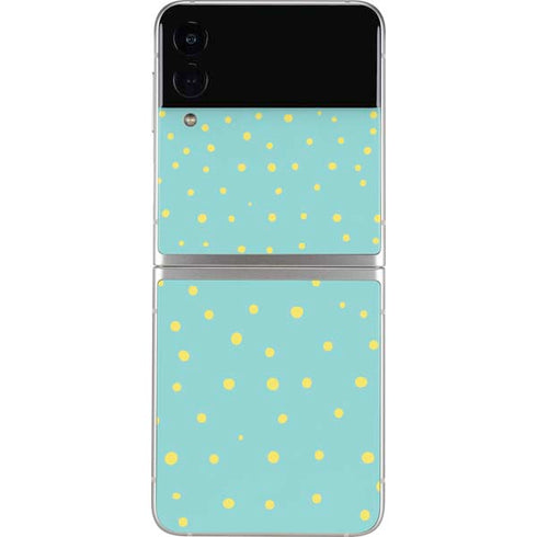 Teal and Yellow Polka Dots Galaxy Z Flip3 5G Skin