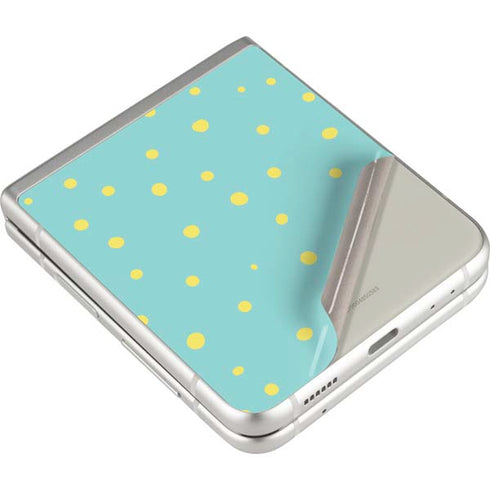 Teal and Yellow Polka Dots Galaxy Z Flip3 5G Skin
