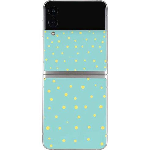 Teal and Yellow Polka Dots Galaxy Z Flip4 5G Skin