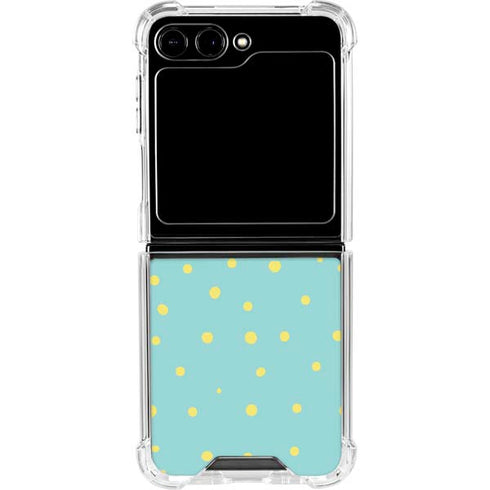 Teal and Yellow Polka Dots Galaxy Z Flip5 5G Clear Case