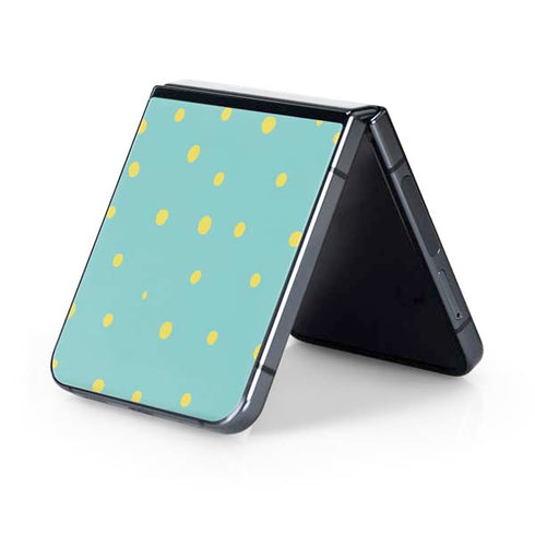 Teal and Yellow Polka Dots Galaxy Z Flip5 5G Skin