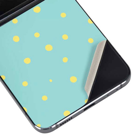 Teal and Yellow Polka Dots Galaxy Z Flip5 5G Skin